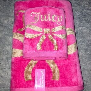 Juicy Couture Pink and Gold Bow Towels